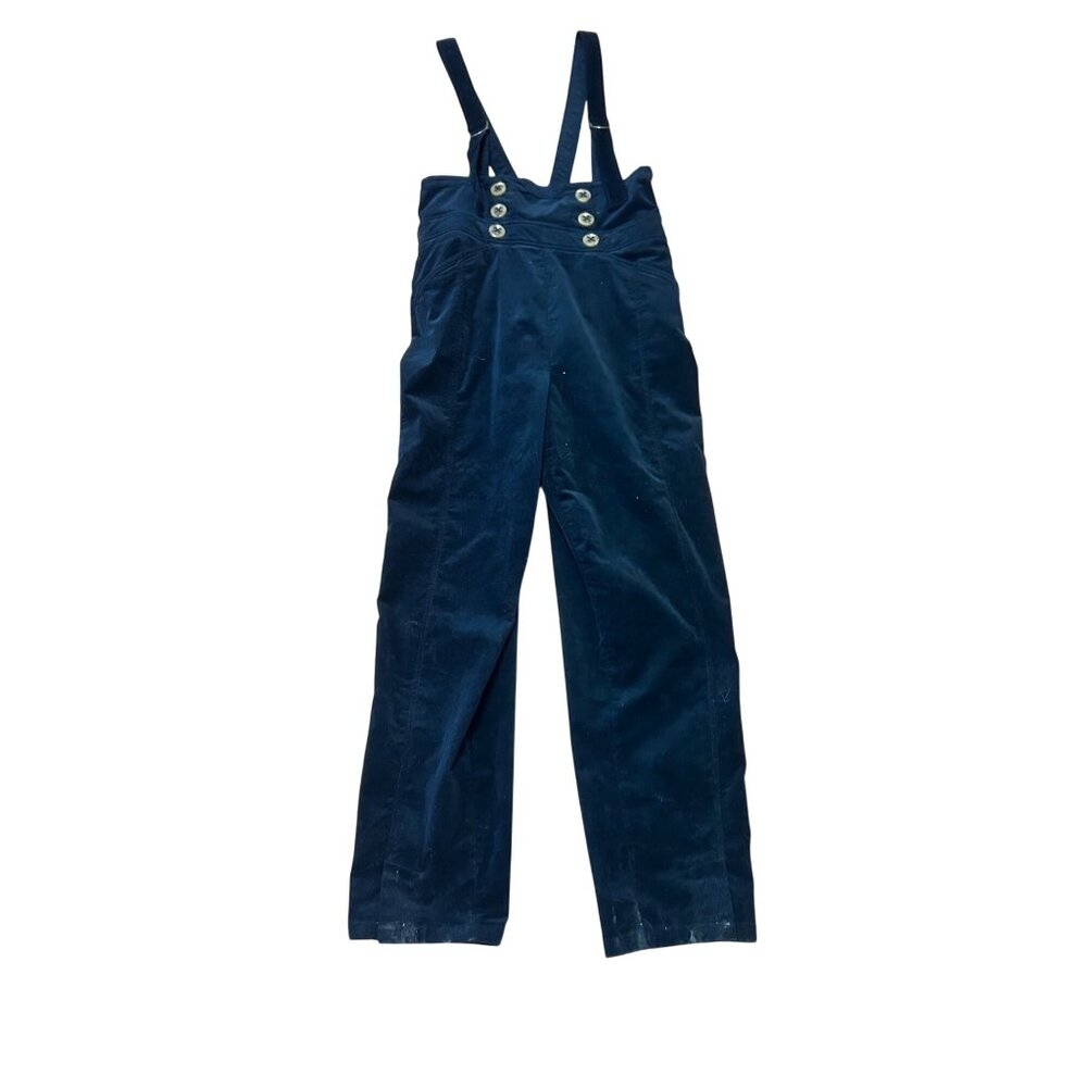 Anthropologie Buttoned Pinafore Corduroy Jumpsuit Overalls Size 10 Black - Picture 5 of 7